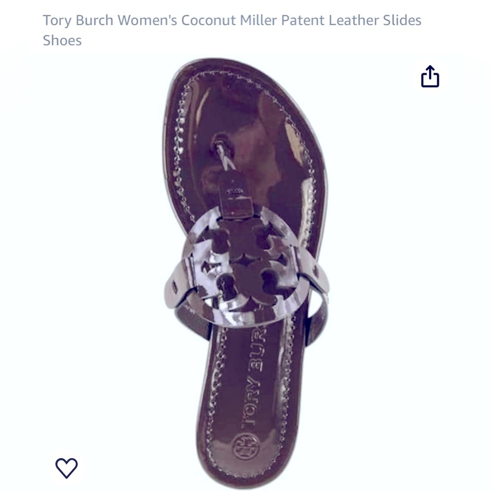 Tory Burch Women's Coconut Miller Patent Leather Slides Size: 8.5